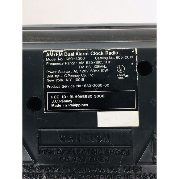 Vintage 70s JCPenney's AM/FM Alarm Clock Radio Model 680-3000 Electric/Battery - Picture 5 of 5